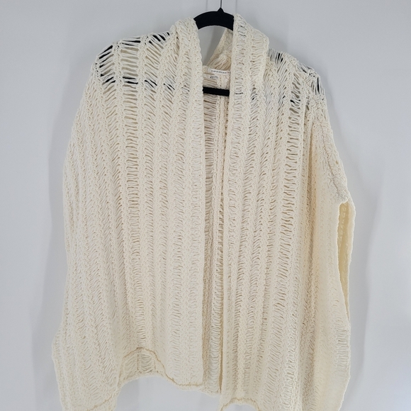 Anthropologie Open-Knit Cream Cardigan Sweater Size M/L - Picture 5 of 8